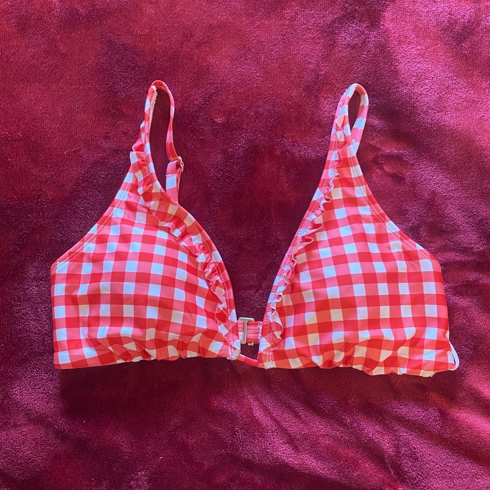 LC Red and white gingham halter bathing suit top